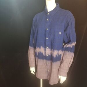 NWT BP Blue & Purple Flannel Tie Dye Long Sleeve Button Down Shirt (M)